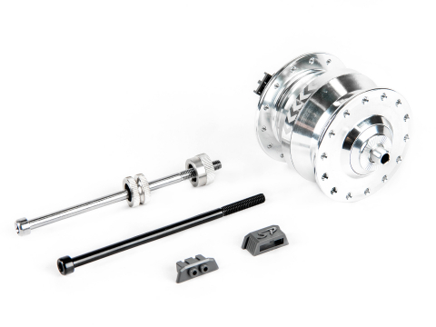 BROMPTON front hub dynamo SV8, 28H (silver) with fixings