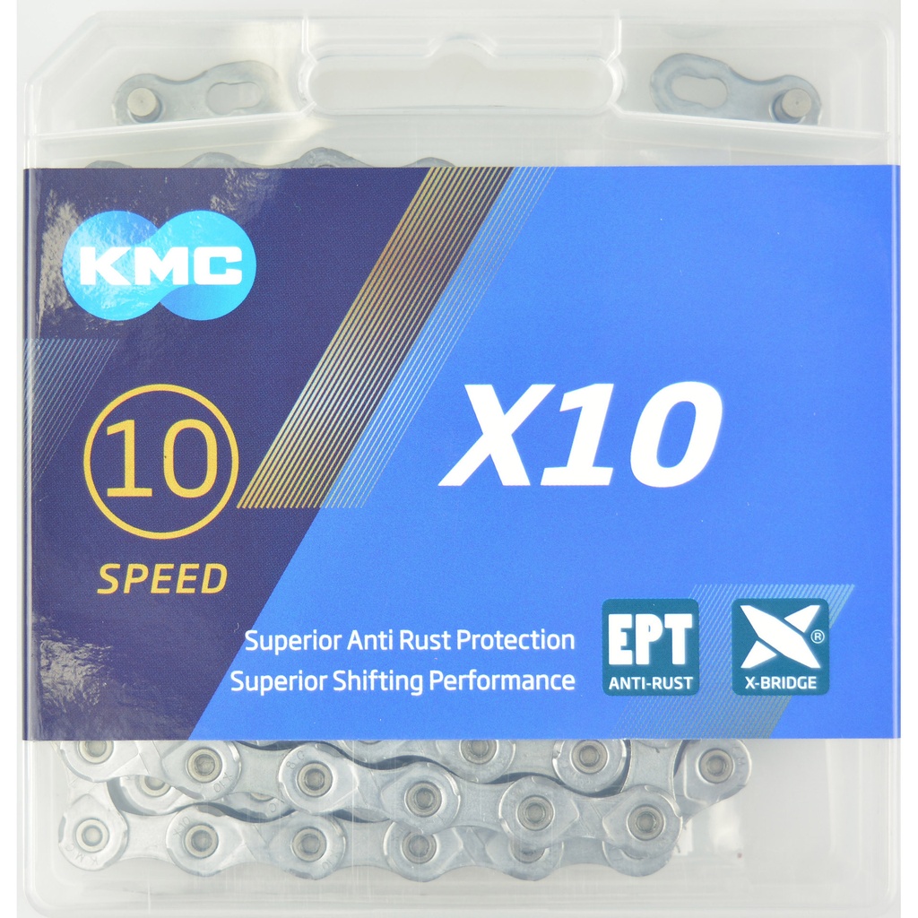 KMC Cadena KMC X10 EPT  10v, 114esl. (plata)